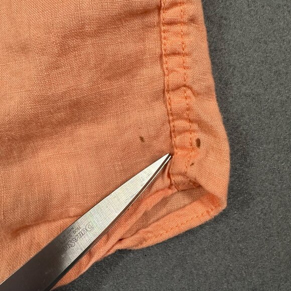 Islander Mens Large Orange Peach Short Sleeve Button Up Linen Shirt Pockets - Picture 11 of 11